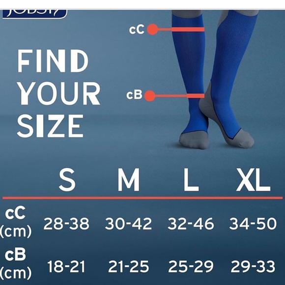 JOBST Sport Knee High 20-30 mmHg Compression Socks, Royal Blue/Grey, Large - Picture 5 of 8